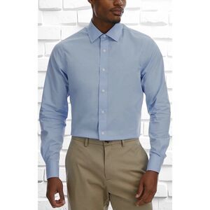 J.M. Haggar Men’s Size 17-17 1/2 Slim Fit Button Down Long Sleeved Dress Shirt